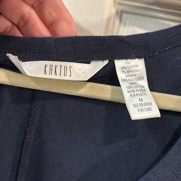 Kaktus Navy Blue Chiffon Bubble Midi Lined Dress Cotton Stretch size Medium - Picture 9 of 16